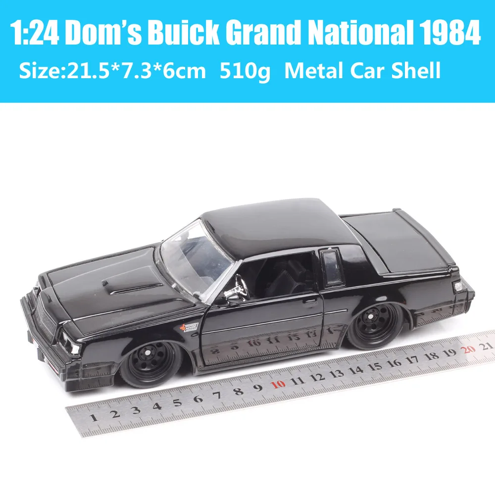 No Box 1/24 Scale Dom\'s Buick Grand National 1984 Diecast Turbo Regals Car Model Metal Toy Vehicles Jada Furious Souvenir Black