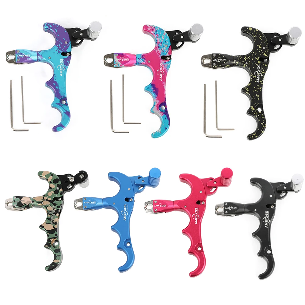 

Система сброса тетраджи для стрельбы из лука на 4 пальца 360 ° Регулируемый по чувствительности курок Jaws Thumb Trigger (левый/правый) для составного лука, для охоты, стрельбы и тренировок по стрельбе по мишеням