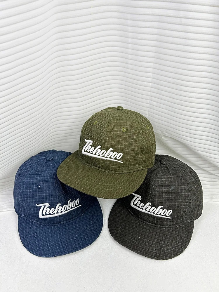 Striped flat-brimmed cap Men's and women's outdoor deepened soft-top hip-hop cap Big head circumference baseball cap