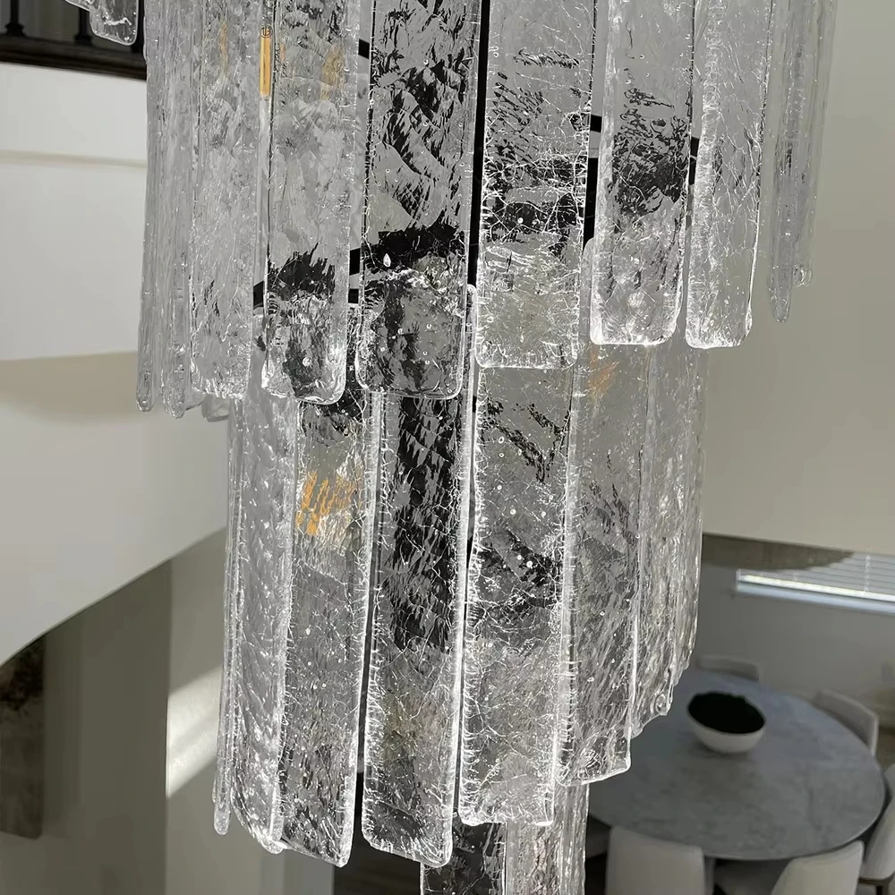 Moderne Glas Treppe Kronleuchter Led Schwarz Innen Beleuchtung Kreative Design Wohnkultur Lampe Luxus Große Lobby Runde Glanz