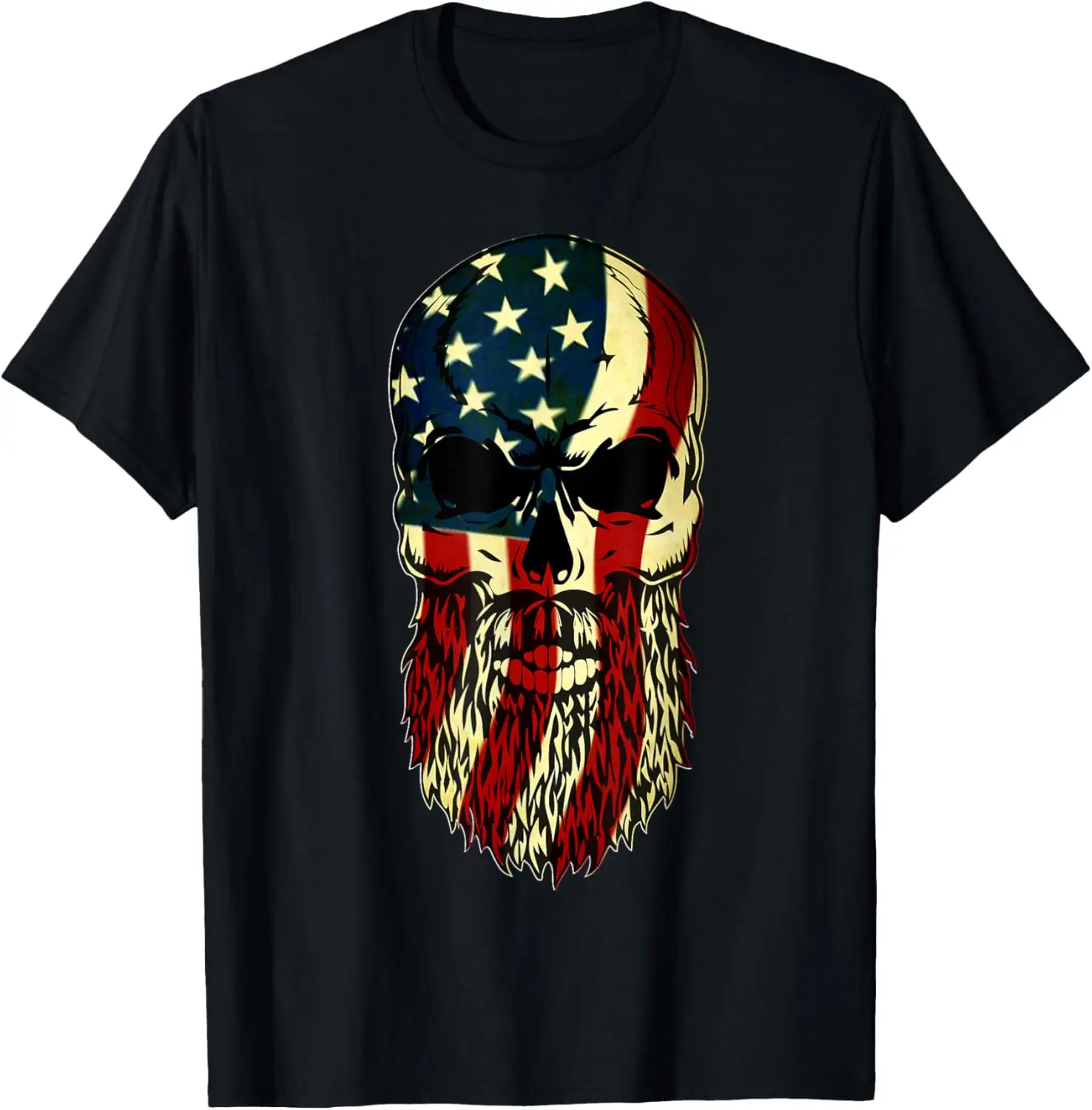 

American Beard Skull Men's T-Shirt Motorcycle