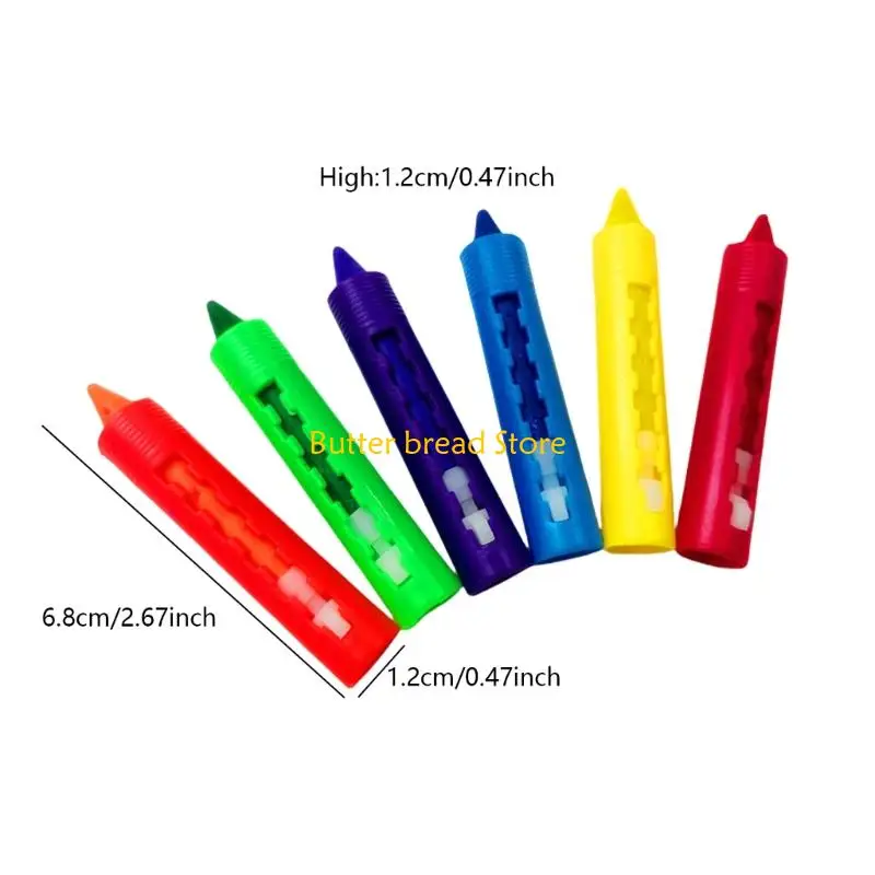 W89C 6 color Bath Bath Bath Crayon para niños Crayón colorido con soporte para lápiz para dibujo arte para niños pequeños