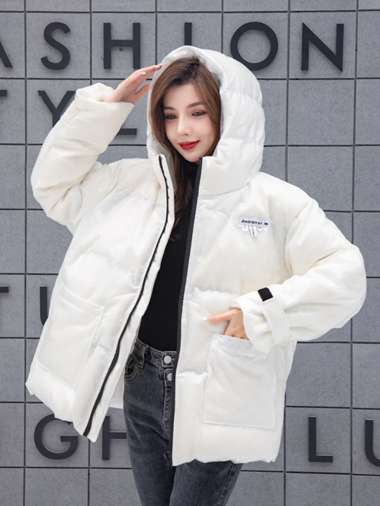 

Women Winter Warm 90% White Duck Down Jacket Short Fashion Down Jackets 2022 New Female Loose Outwear transparent down jacket