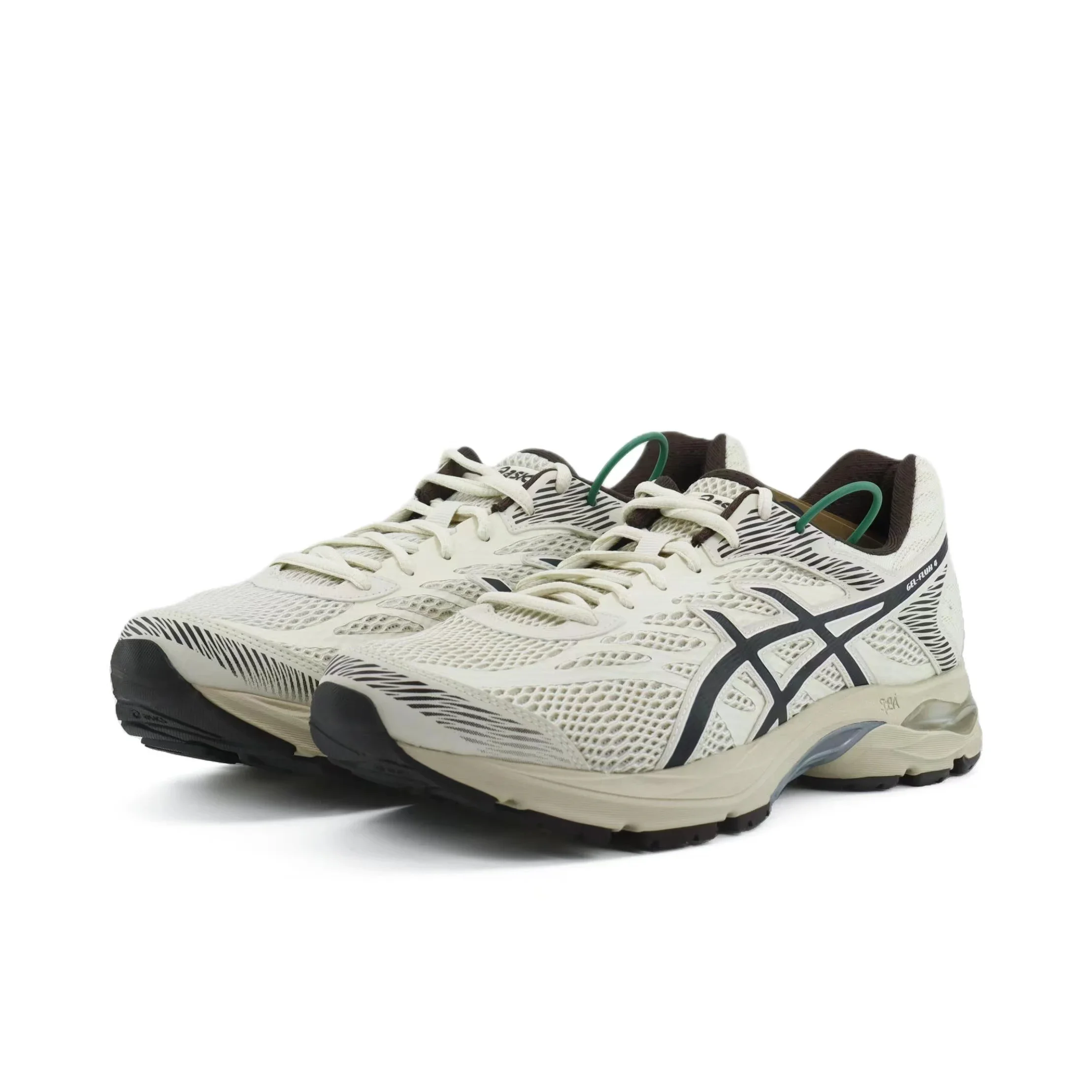 Asics sepatu Gel fluks pria dan wanita, Sneaker datar berbantalan Anti selip tahan aus warna putih cokelat