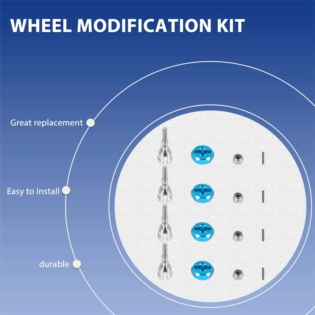 Wheel Conversion Set Axle & 12Mm Hex Dive Hub Turn 1/10 on Road for WLtoys 1/18 A959 A969 A979 A959B A969-B RC Car Upgrade Parts