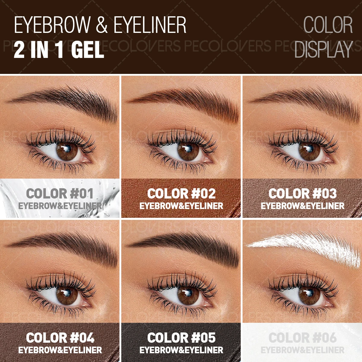 1 x wasserfester Augenbrauen-Tönungs-/Eyeliner – mit Pinsel, natürliche Wildbrauen, seidig glatt, Mehrzweck-Eyeliner, Weihnachtsgeschenk
