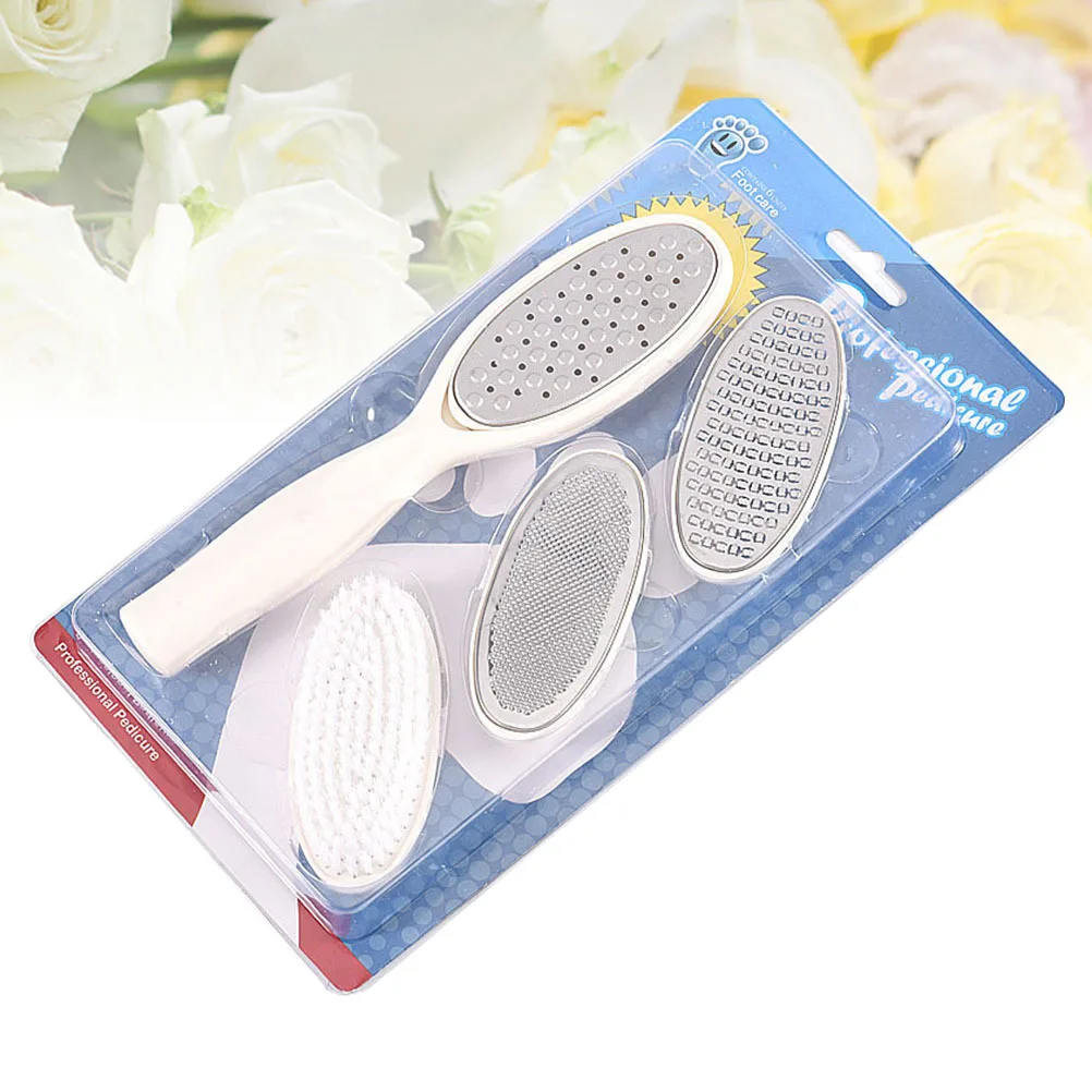 

4pcs Pedicure Tool Set White Foot File Grinding Brush For Callus Removal Smooth Foot Care Tool Home Salon Use Nail