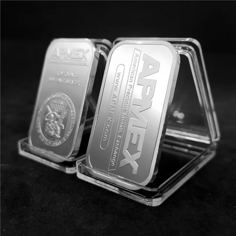 1 pieza APMEX, barra de monedas de recuerdo chapada en plata, réplica de lingotes, monedas coleccionables, regalos artesanales