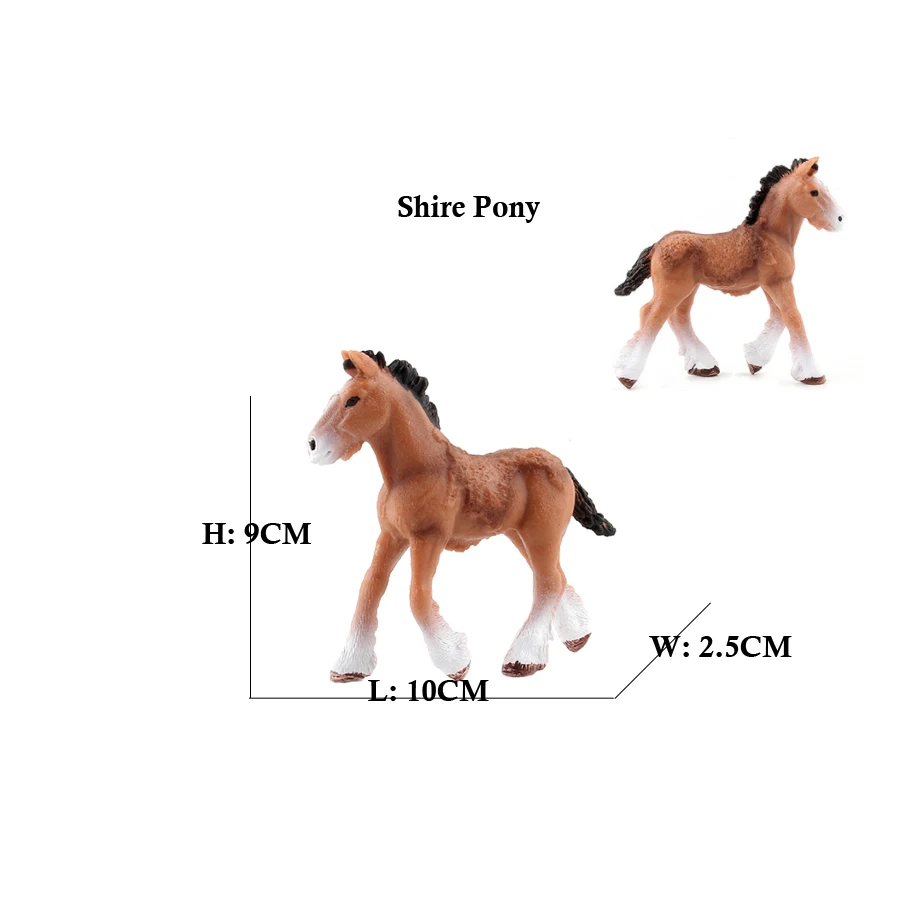 Figurki koni Shire arabskie figurki modele kucyków zwierząt gospodarskich figurki figurki z tworzywa sztucznego zwierzęta zabawka nowatorskie zabawki dla dzieci