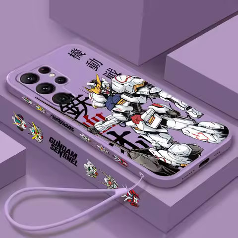 G-GUNDAMS Cool Cute Anime For Samsung Galaxy S25 S24 S23 S22 S21 S20 Ultra Plus FE 5G Liquid Left Rope Cover Phone Case