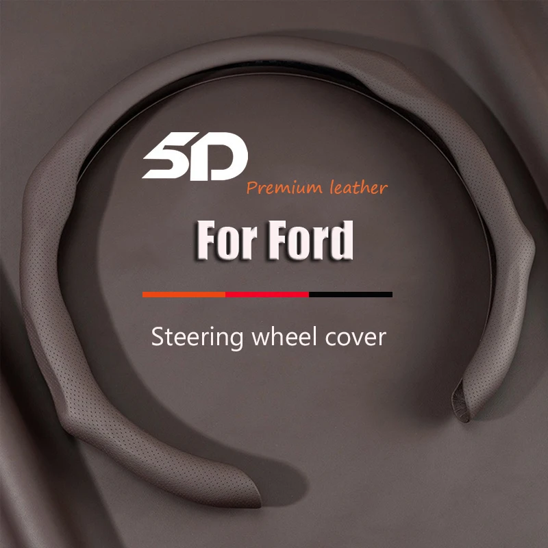 

5D NAPPA Car Steering Wheel Cover Non-slip Car styling For Ford Mondeo MK2 MK3 MK4 MK7 Focus 2 3 4 5 Fiesta Fusion Kuga F150