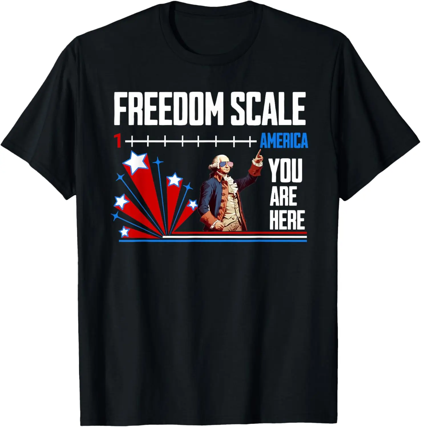 Funny 4th of July Freedom Scale George Washington Patriotic T-Shirt