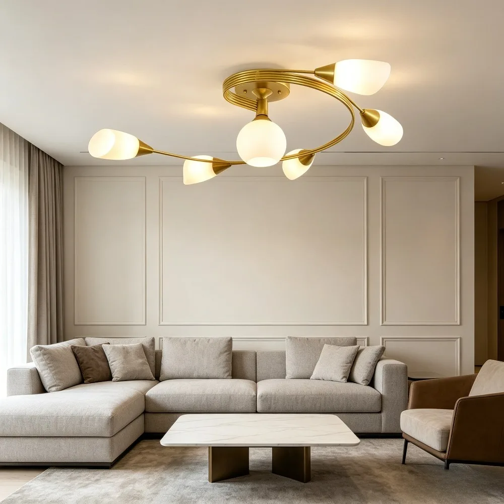 Iron Ceiling Light, Modern Minimalist Spiral Shape