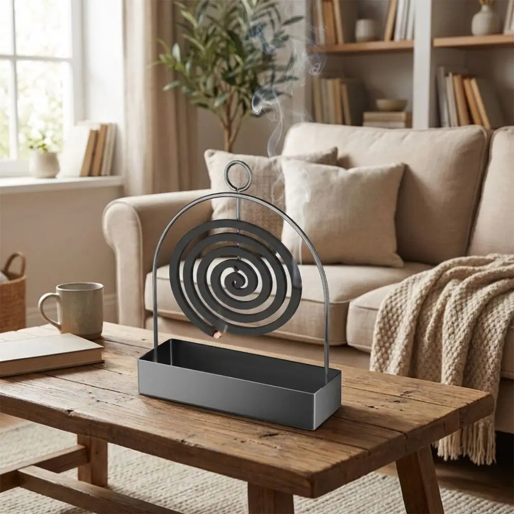 Anti Scalding Mosquito Coil Stand Portable with Handle Coil Incense Burner Rustproof Hanging Coil Vertical Stand Outdoor