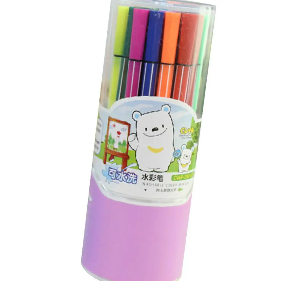 24pcs Color Washable Watercolor Water Brush Pen Painting Drawing Coloring Marker Calligraphy Lettering Pencil