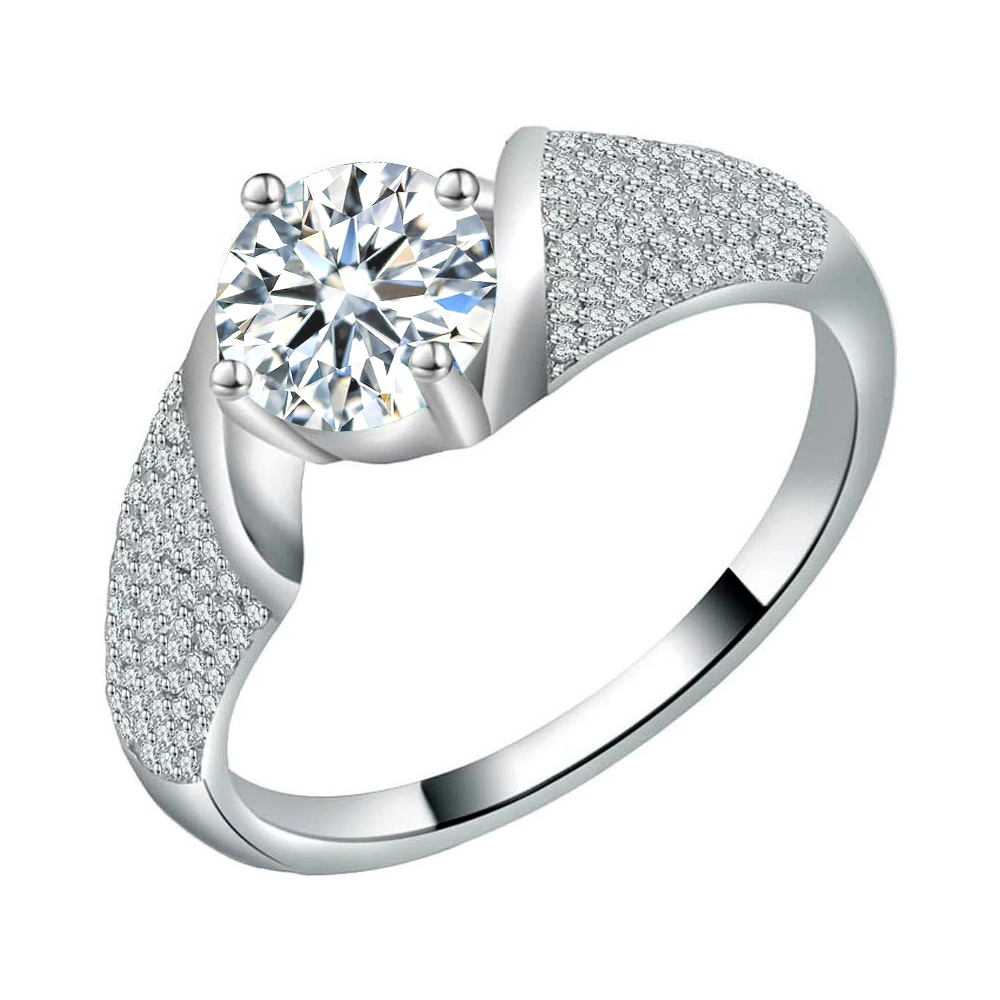 

Luomansi 1 Carat 6.5MM D VSS Moissanite Silver Ring with Certificate S925 Women Jewelry Wedding Party Birthday Gift