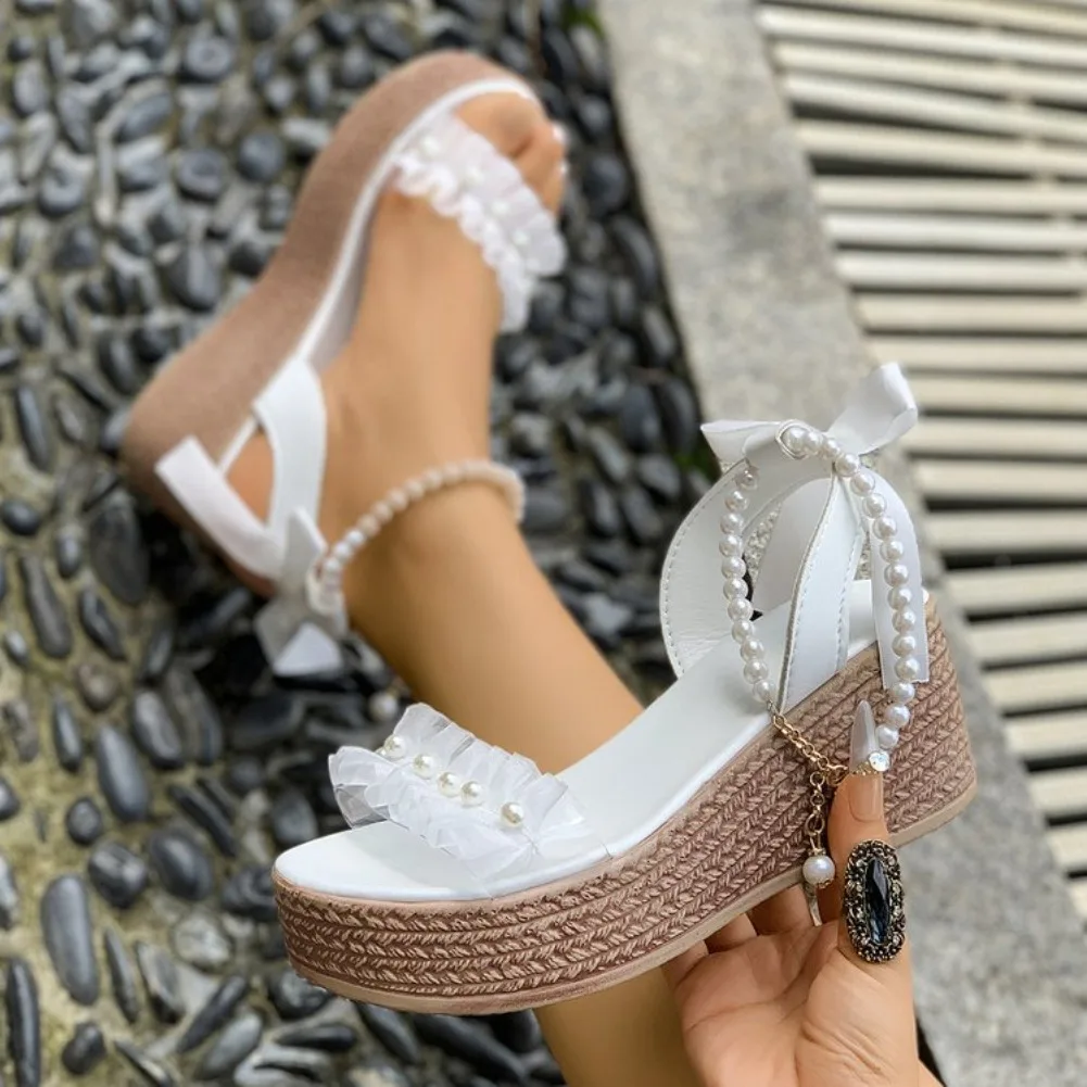 

Women's Shoes 2025 Ankle Strap Women's Sandals Casual Sandals Women Fashion String Bend Wedges Shoes Ladies Platform Sandalias