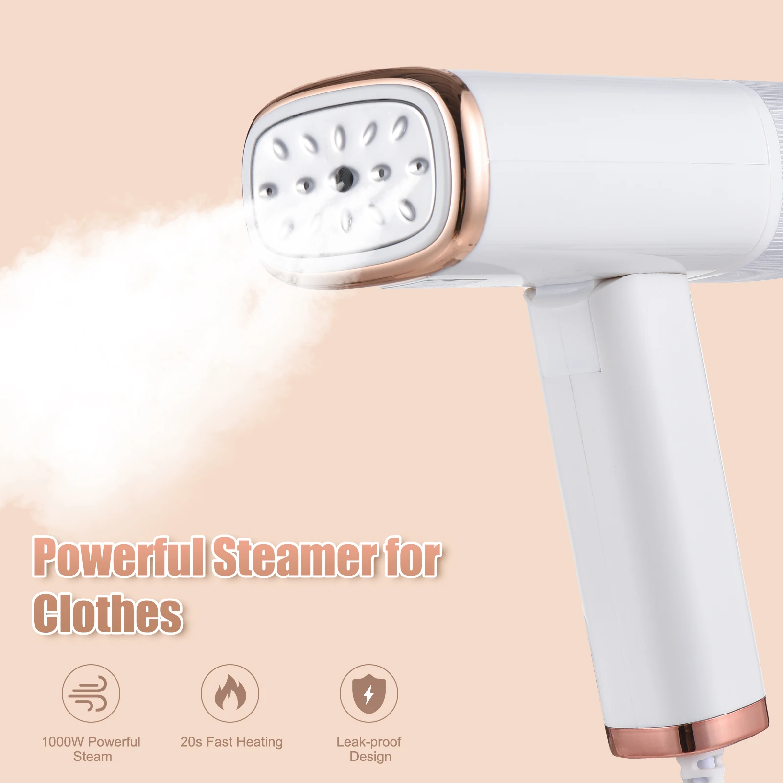 1000W Powerful Foldable Handheld Garment Steamer for Clothes and Fabrics 120ml Large Capacity Water Tank 20s Fast Heating