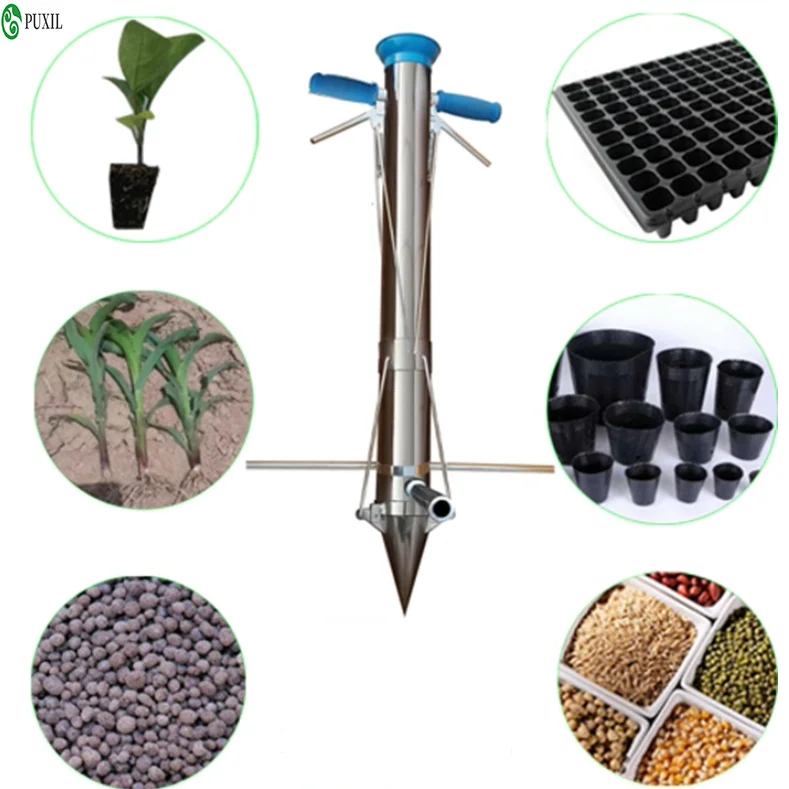 Garden Tools Seedling Transplanter Vegetable Flower Tube Seeder Manual Agriculture Fertilizing Planter Single Control Planting