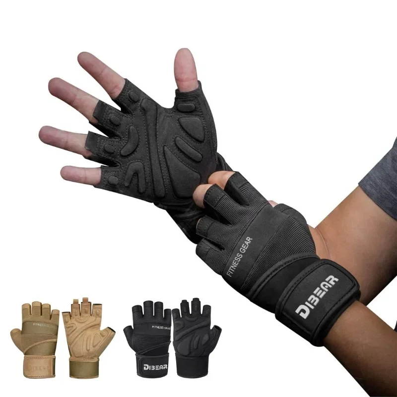 

Перчатки для бодибилдинга и тренажерного зала с половиной пальца, тяжелая атлетика, гантели, гири, тренировочные противоскользящие перчатки для фитнеса для мужчин и женщин