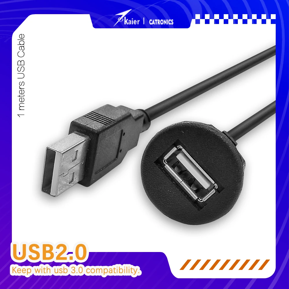 KAIER-Câble de transfert USB pour voiture, 1 mètre, adaptateur USB, accessoires de voiture, prise touristique, rallonge USB, DVR, GPS, numérique,