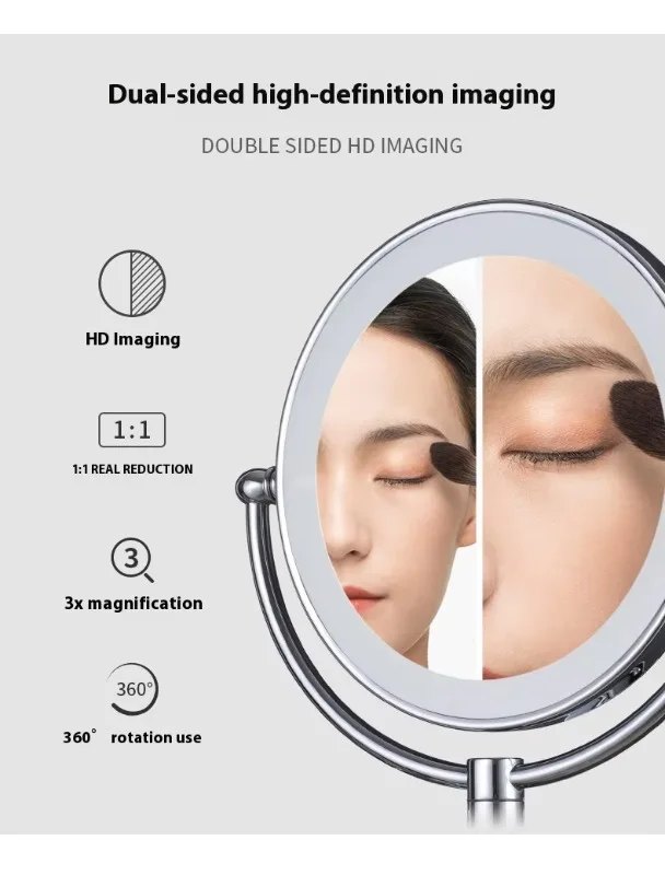 Modern LED wall-mounted vanity mirror with touch-sensitive switch, personalized 3x/5x magnification