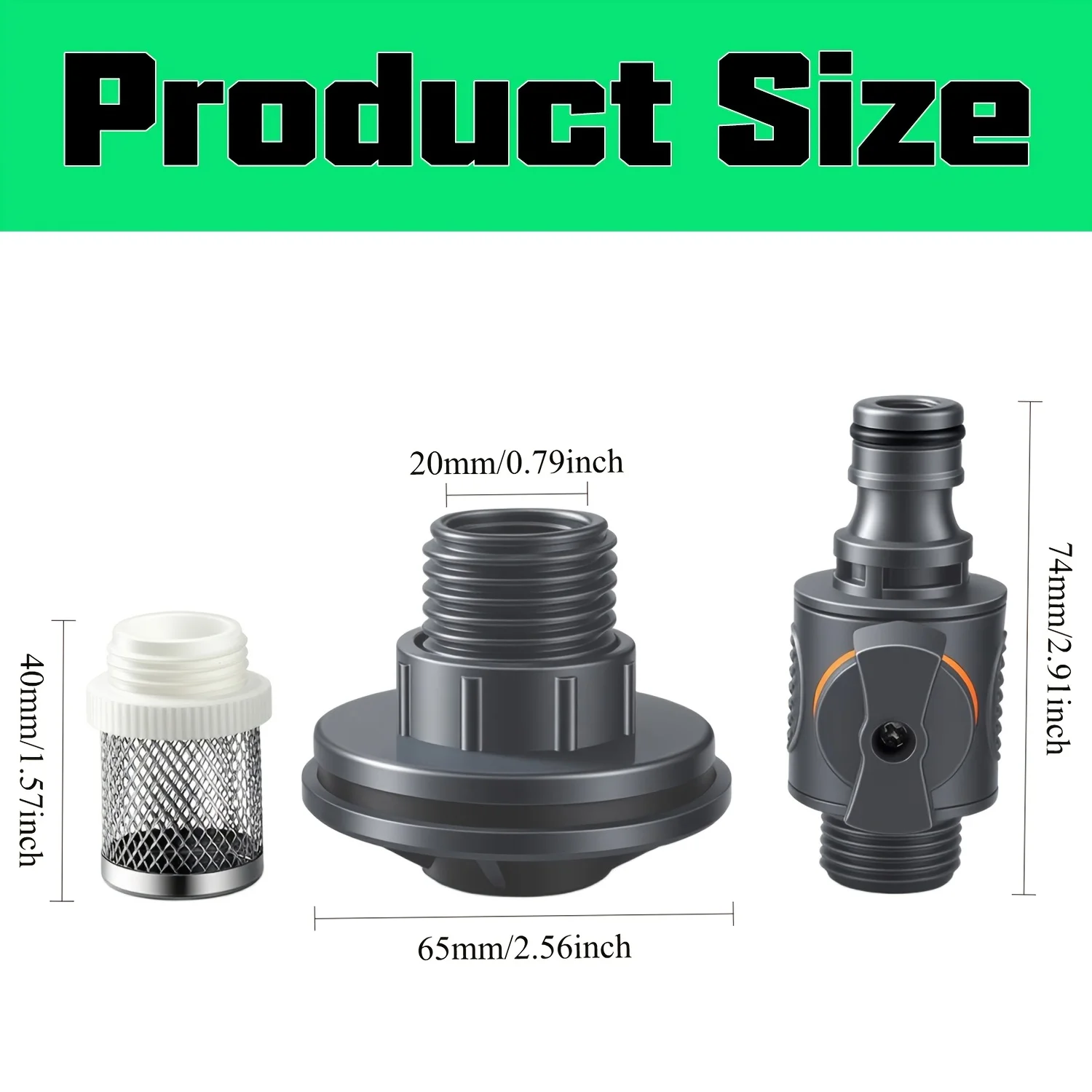 3Pcs PVC Water Tank Connection Kit Valve Filter Screen 1/2