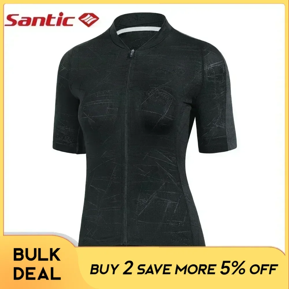 Santic Women Cycling Jersey Short Sleeve Summer Atheletic Sports Shirt Quick-dry Breathable MTB Bike Road Riding Bicycle Clothes