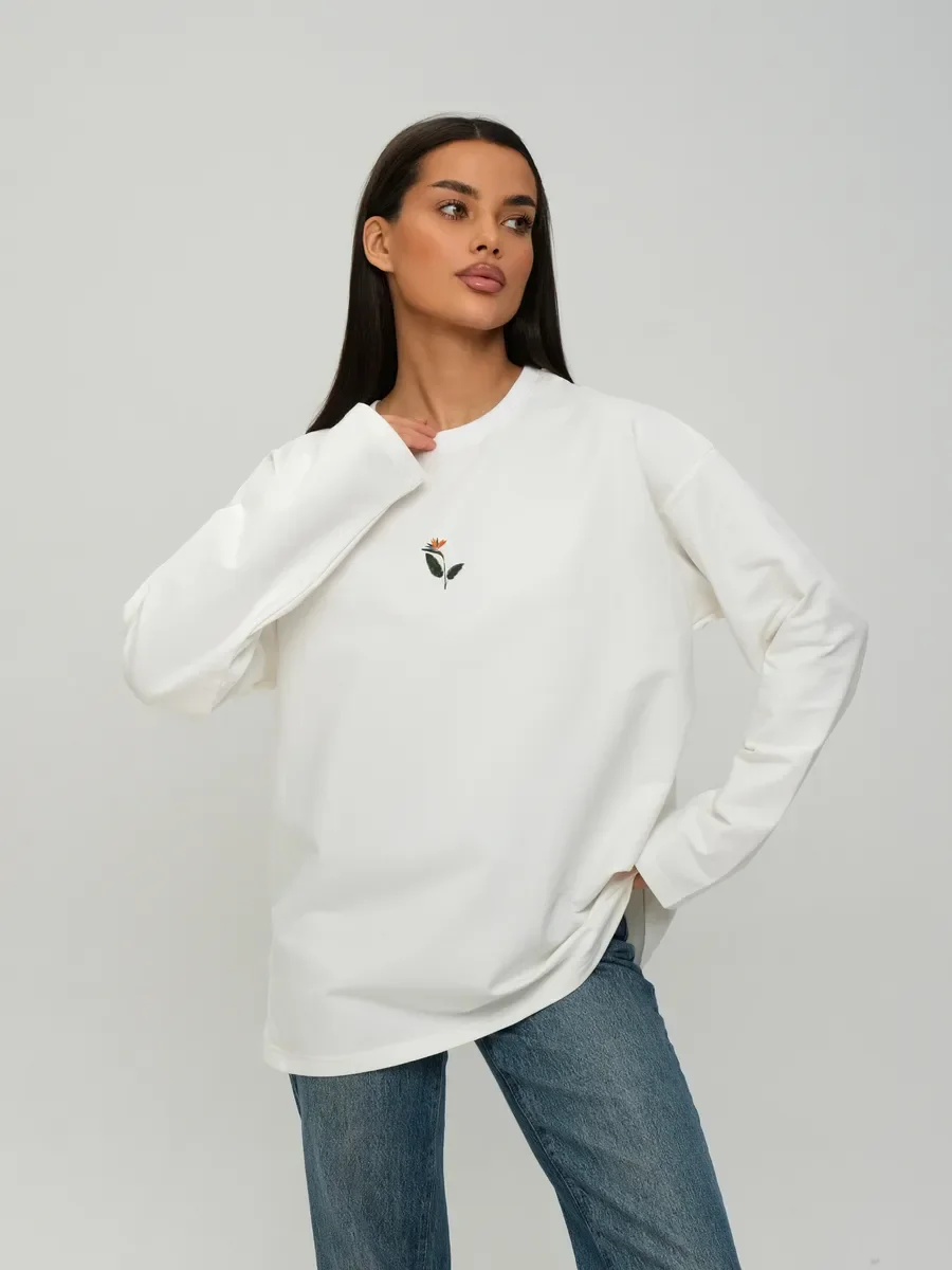 Women T-Shirt  Vintage Peacock Flower Back Graphic Print Long Sleeve100% Cotton Loose Basic Casual Commute Wear Top
