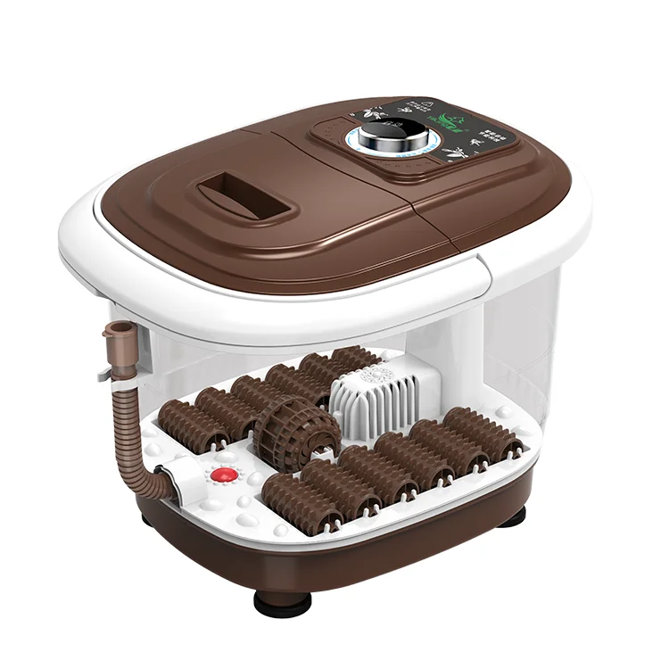 Comfortable Deep Brown Temperature Control Drainage Without Drain Pipe 8L Bath Foot Spa Massager