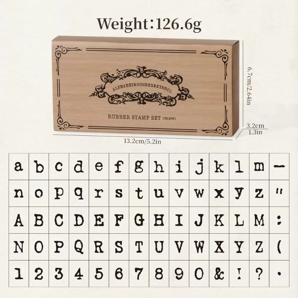 70 Pcs New Wooden Handle Wooden Rubber Stamp Set Rubber Stamp Crafting Alphabet Letter Stamp Durable Precise DIY Stamp Set
