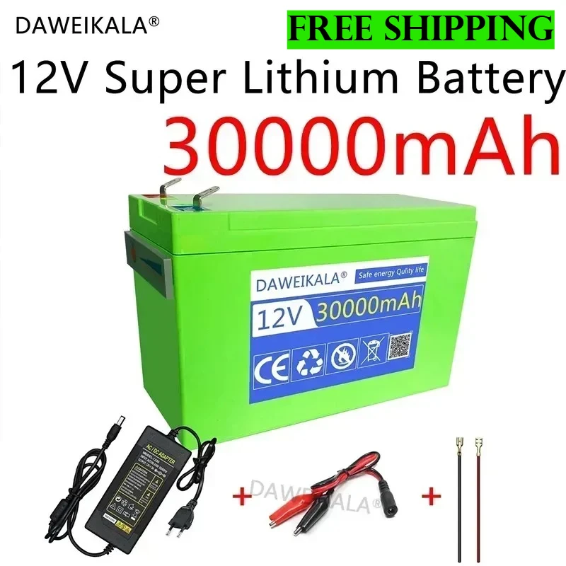 

НОВЫЙ аккумулятор 12 В, 30 Ач, встроенный высокотоковый BMS 30 А, литиевый аккумулятор 18650 для электромобилей, зарядное устройство 12,6 В