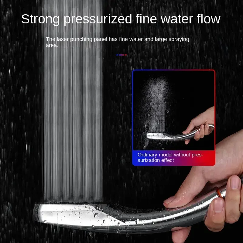 1PC Supercharged Shower Head Single Head Handheld Household Super Strong Bathroom Shower Water Heater Sun Drying Shower Head image 2