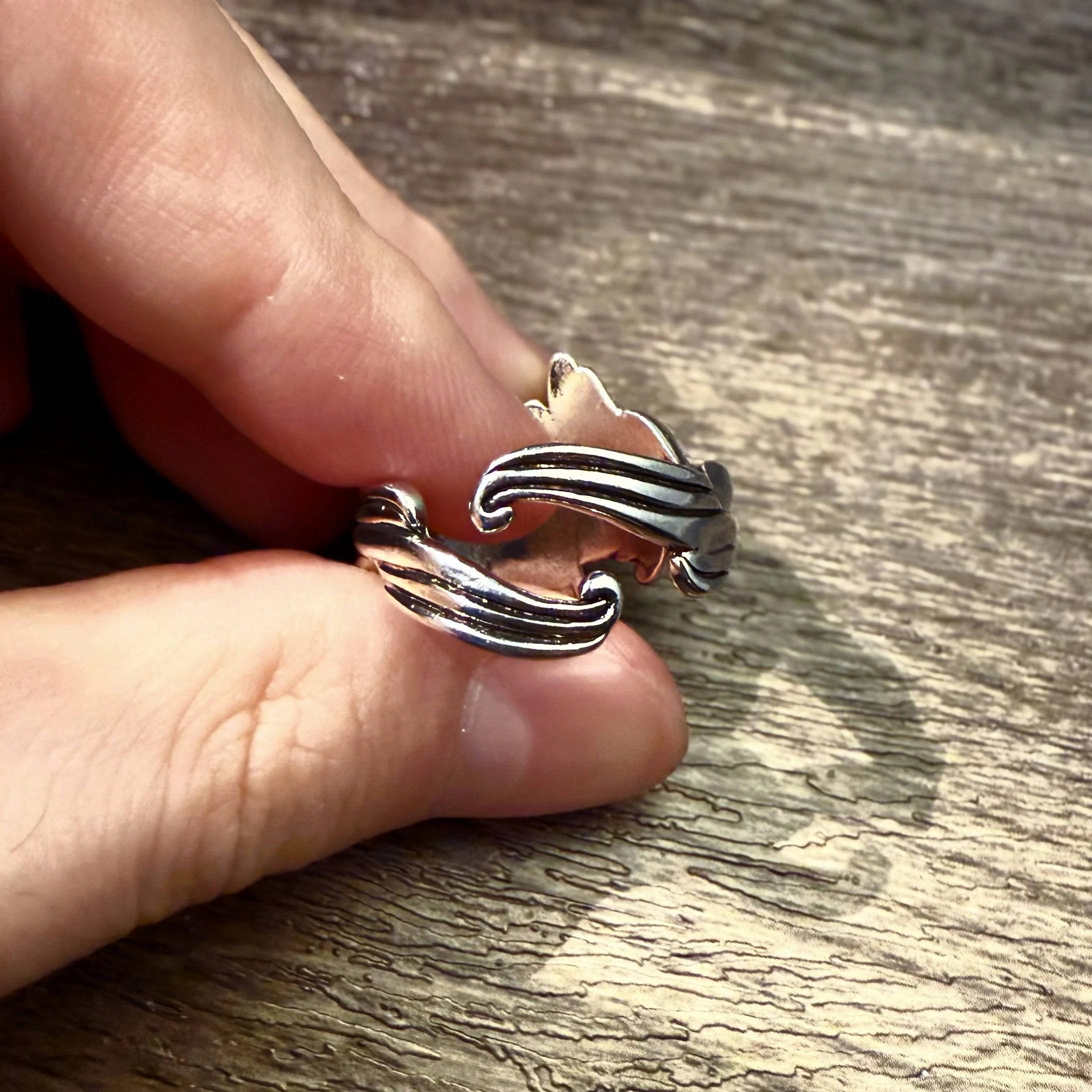 Retro Der Phönixflügel&Kralle Verstellbarer Offener Ring für Männer Punk Gothic Edgy Versilbertes Messing Schmuck Vintage Accessoires Geschenk – Detail 10