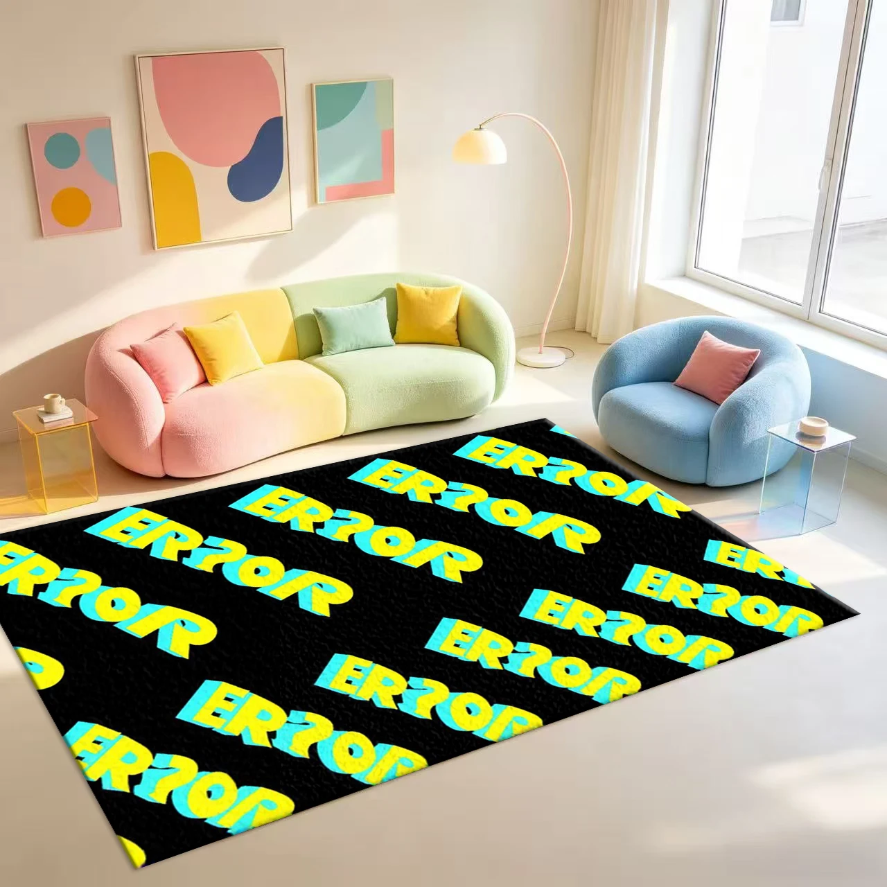 Vintage 3D ERROR Text Graffiti Print carpet flooring Hip Hop Street Art Area Rug For Indoor Home Living Room Floor Decoration