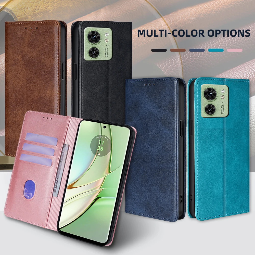 Bussiness Leather Phone Case for Motorola Edge 40 30 Neo Edge 2023 Flip Cover Magnetic Wallet Case Cover Stand Funda