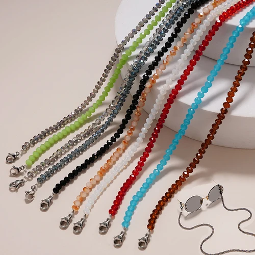 Cadena de gafas de cristal para mujer, elegante cordón para gafas de sol, correa para gafas de lectura, cadena para máscara, cordón para colgar en el cuello, joyería