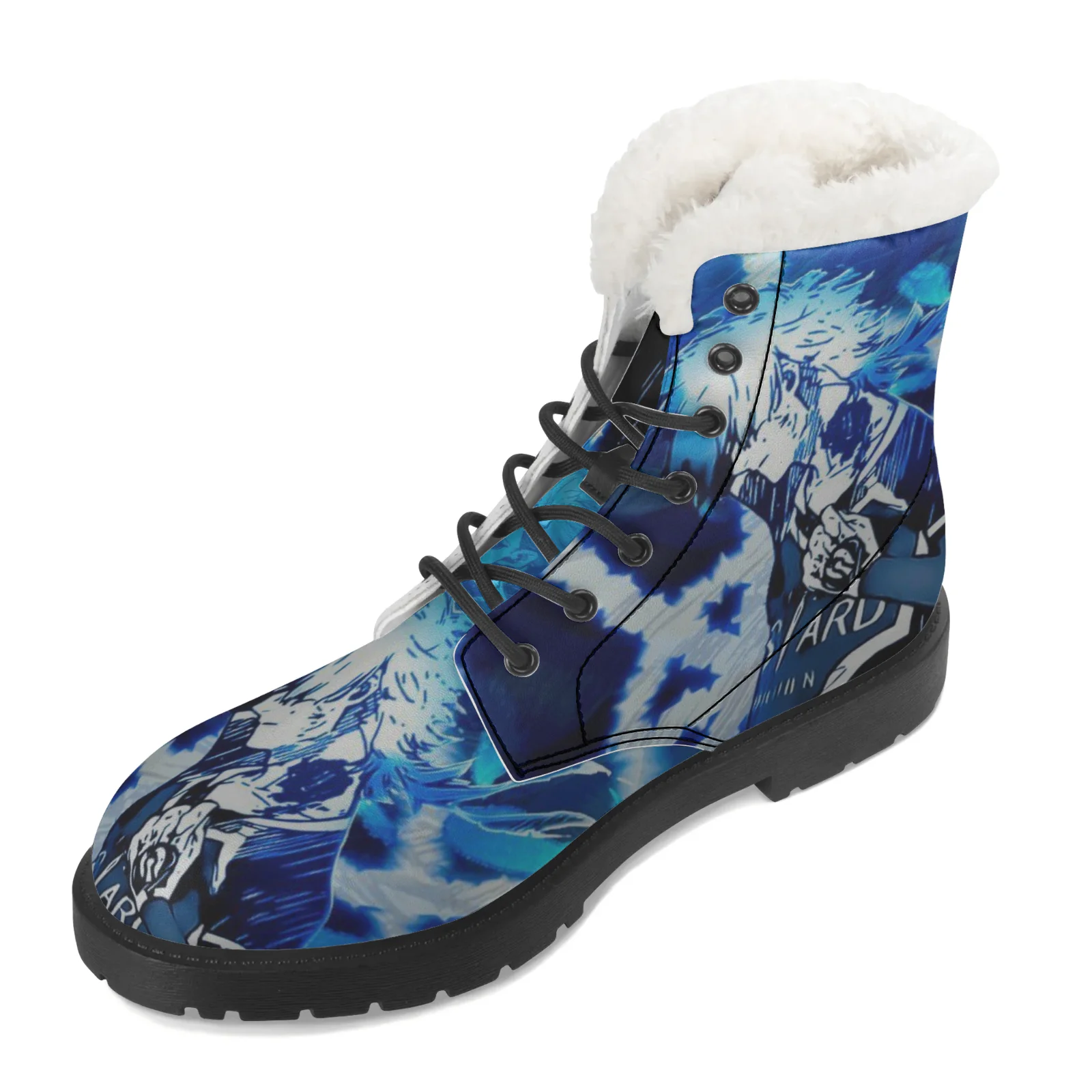 Anime Blue Lock Plush Boots Warm Snow Boots for Men Women Winter Outside Footwear Non-slip High Top Boots Size EU35-48