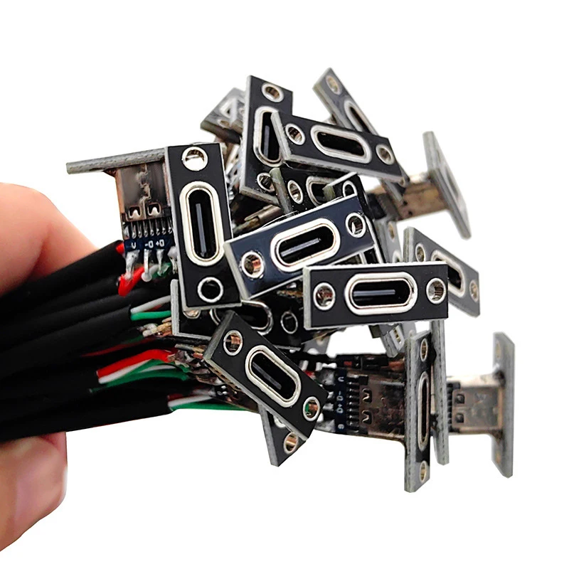 USB Jack 3.1 Type-C 4 P Welding Wire 3A Female DIY Connector Straight For Mobile Phone Charging Port Charging Socket