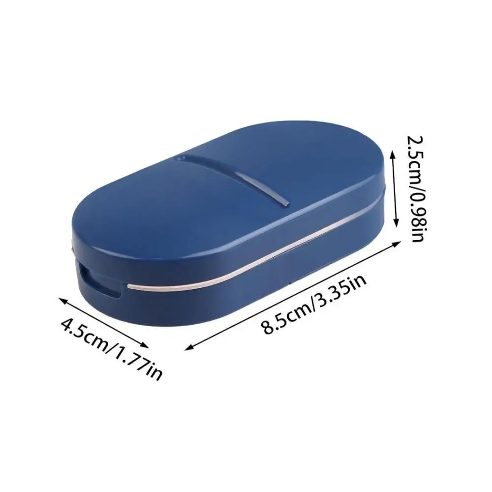 1pc Mini Portable Pill Splitter 2-in-1 Pill Case with Stainless Steel Blade Pill Splitter for Small Or Large Pills