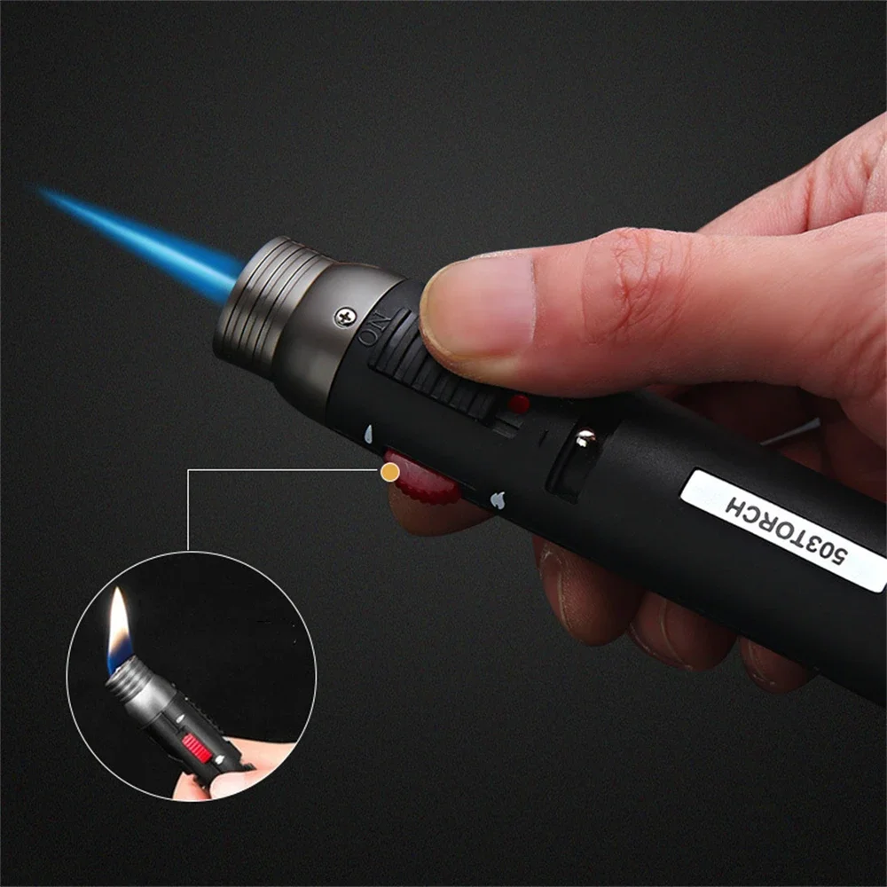 Double Use Pencil Torch Jet Lighter Cigarette Gas Lighter Kitchen Gadgets BBQ Candle Lighter Windproof Welding Torch Lighters