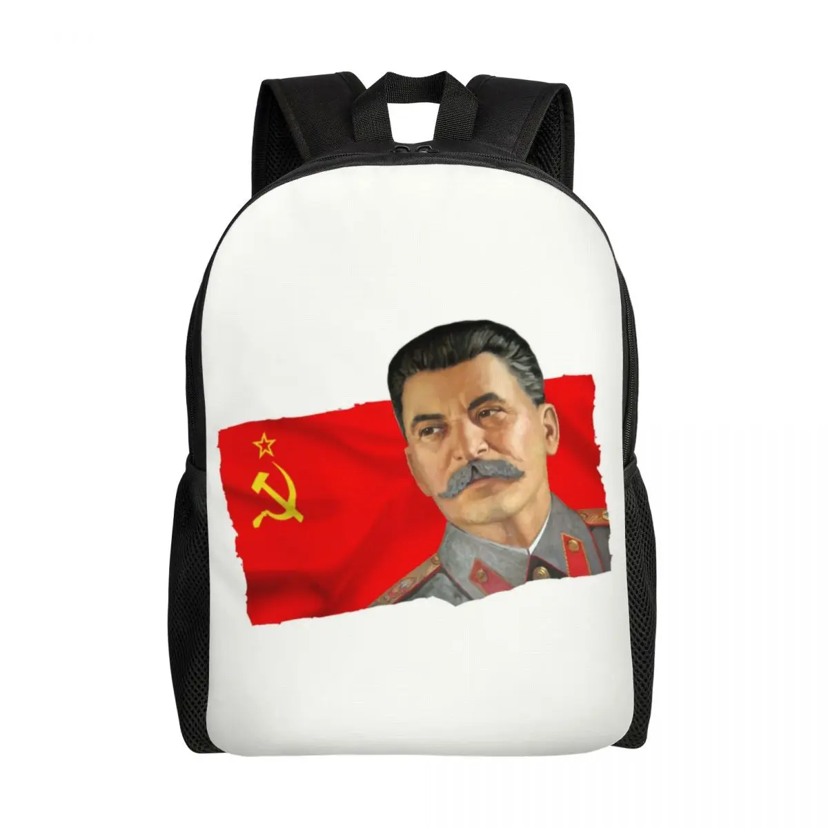 Custom Stalin And USSR Flag Backpack for Women Men College School Students Bookbag Fits 15 Inch Laptop Russia Soviet Union Bags