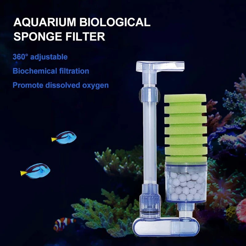 Aquarium Filter,Ultra Quiet Aquarium ฟองน้ํากรองชีวเคมี Fish Tank Air Pump Betta ทอด Aquarium Fish Tank Water Fall Double