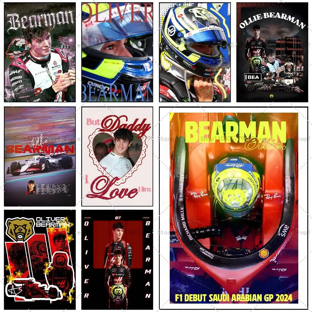 O-oliver Racing B-bearman Poster Self-adhesive Wall Mural Art Waterproof Sticker For Bar Room Decor High Quality Print Gift