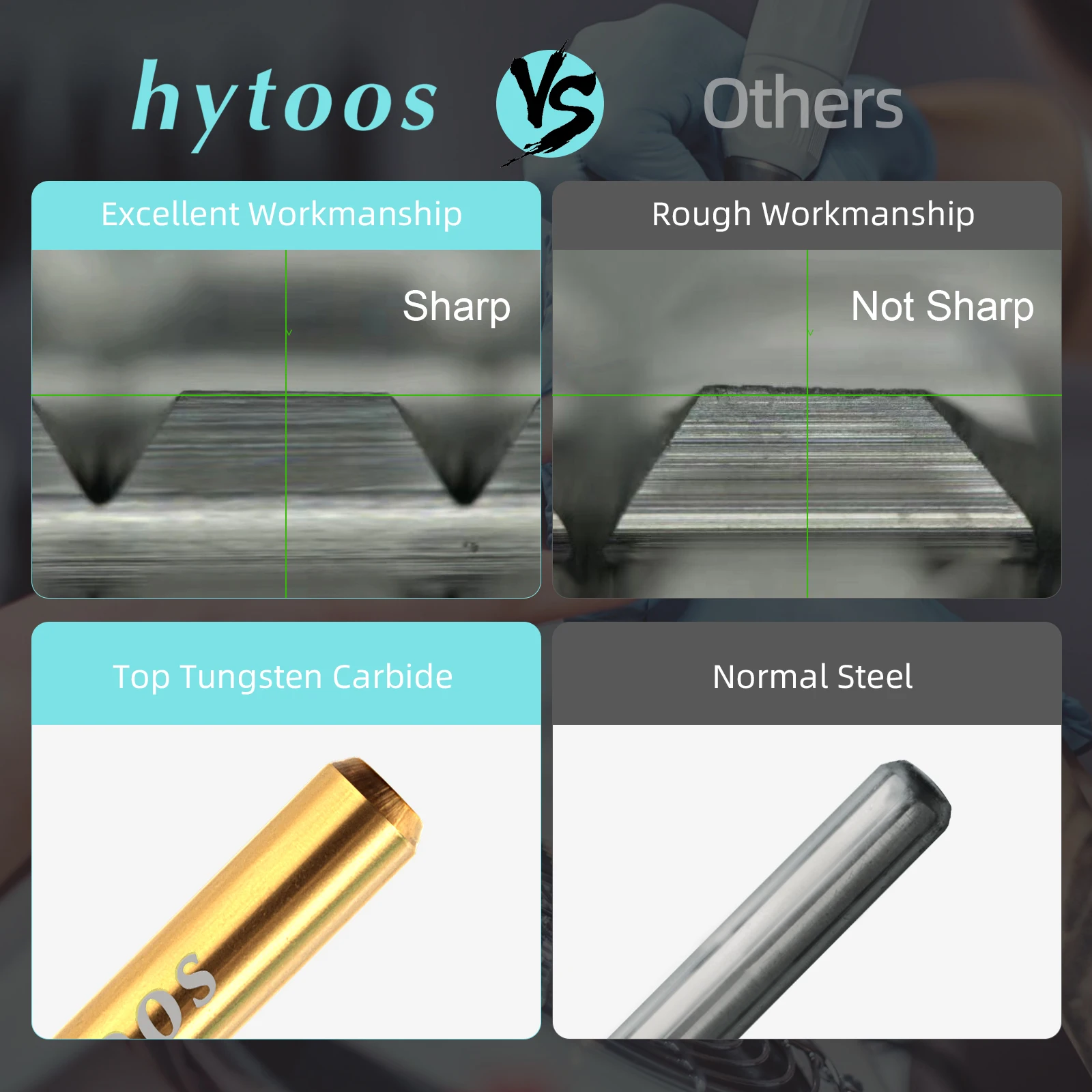 HYTOOS-brocas cónicas de seguridad de titanio para uñas, barril superior liso, broca de carburo, eliminación de Gel, herramienta de accesorios para taladros eléctricos