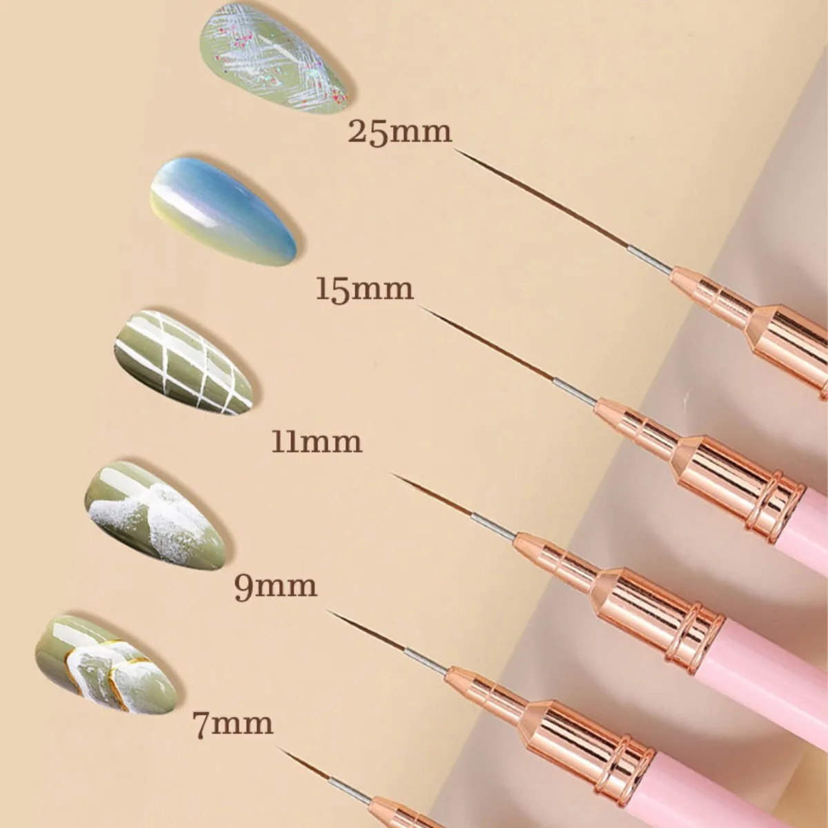 7/9/11/15/25MM Nail Liner Brush Set Handle Nail Art Pen Brush Drawing Lines Stripe Painting Flower Pen Nail Art Manicure Tools