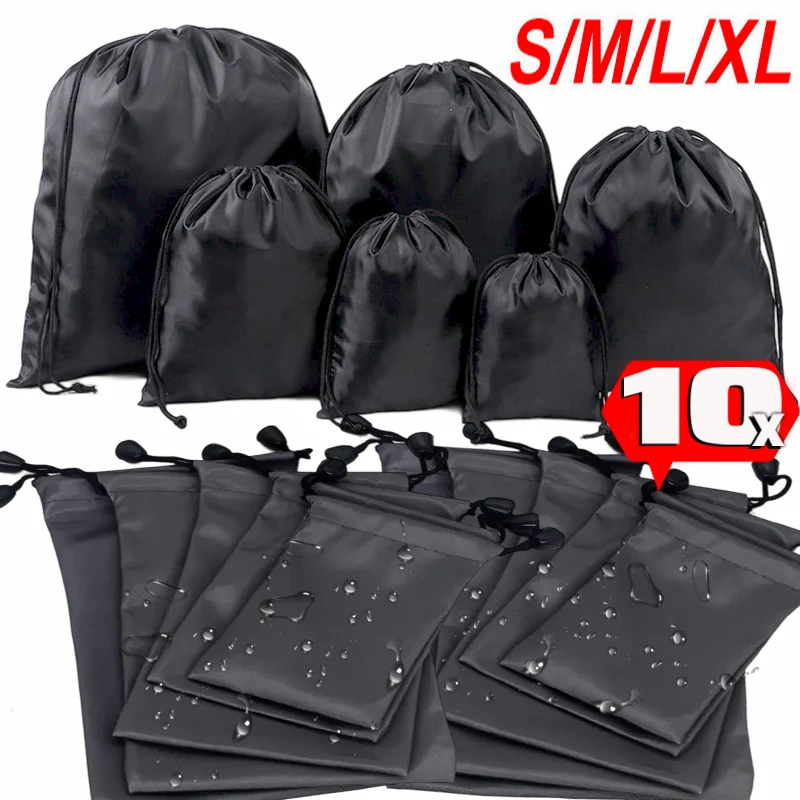 

1/10Pcs Large Dustproof Waterproof Drawstring Bag Black Oxford Cloth Storage Packing Pouch for Travel Gym Shoes Sport Organizer