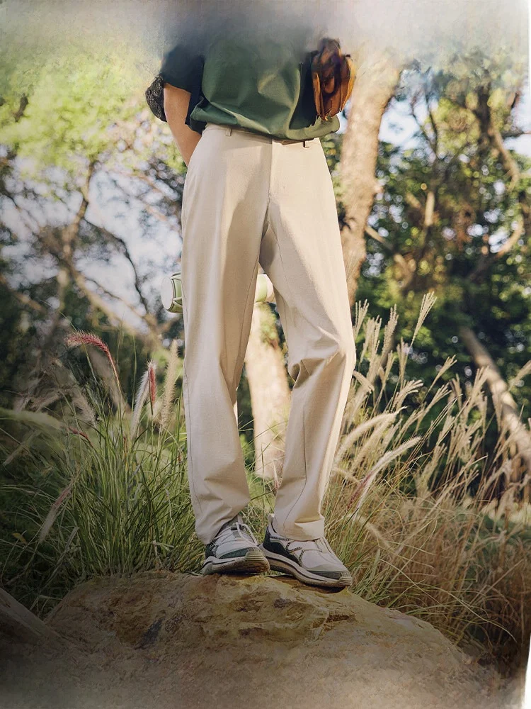 

Loose Men's Casual Pants High Elastic Qui Dry Outdoor Sports Hiking New Cool Sun Protection Trousers Banana Le Brand