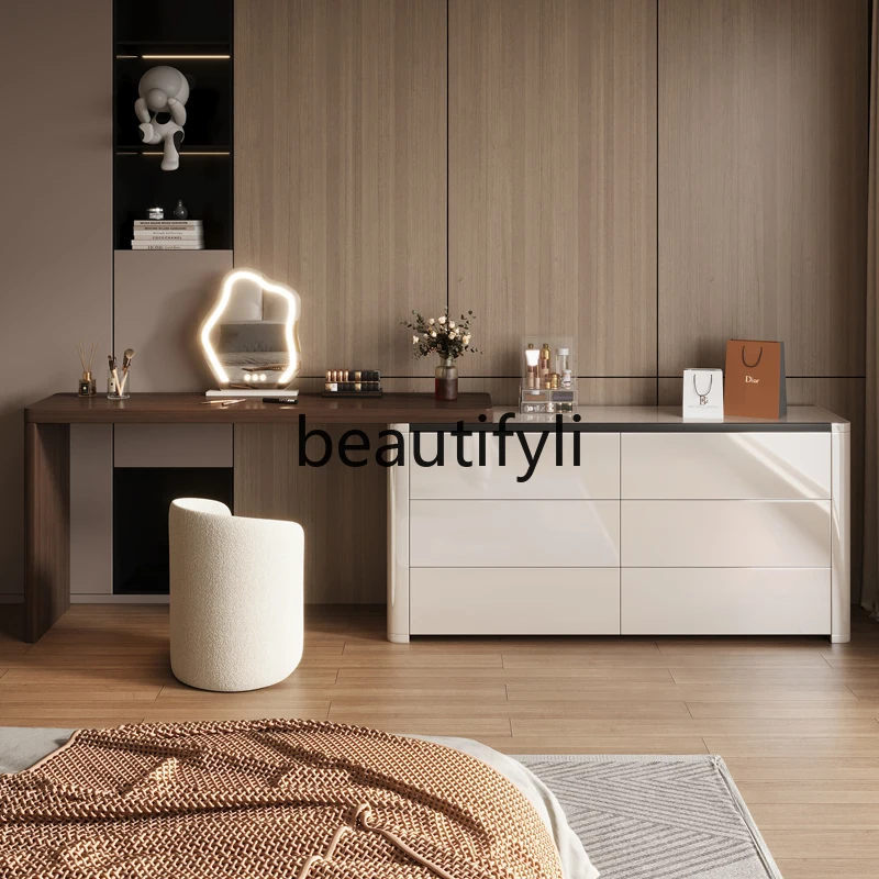 

Modern simple dresser chest makeup table master bedroom corner telescopic cream wind lacquered solid wood