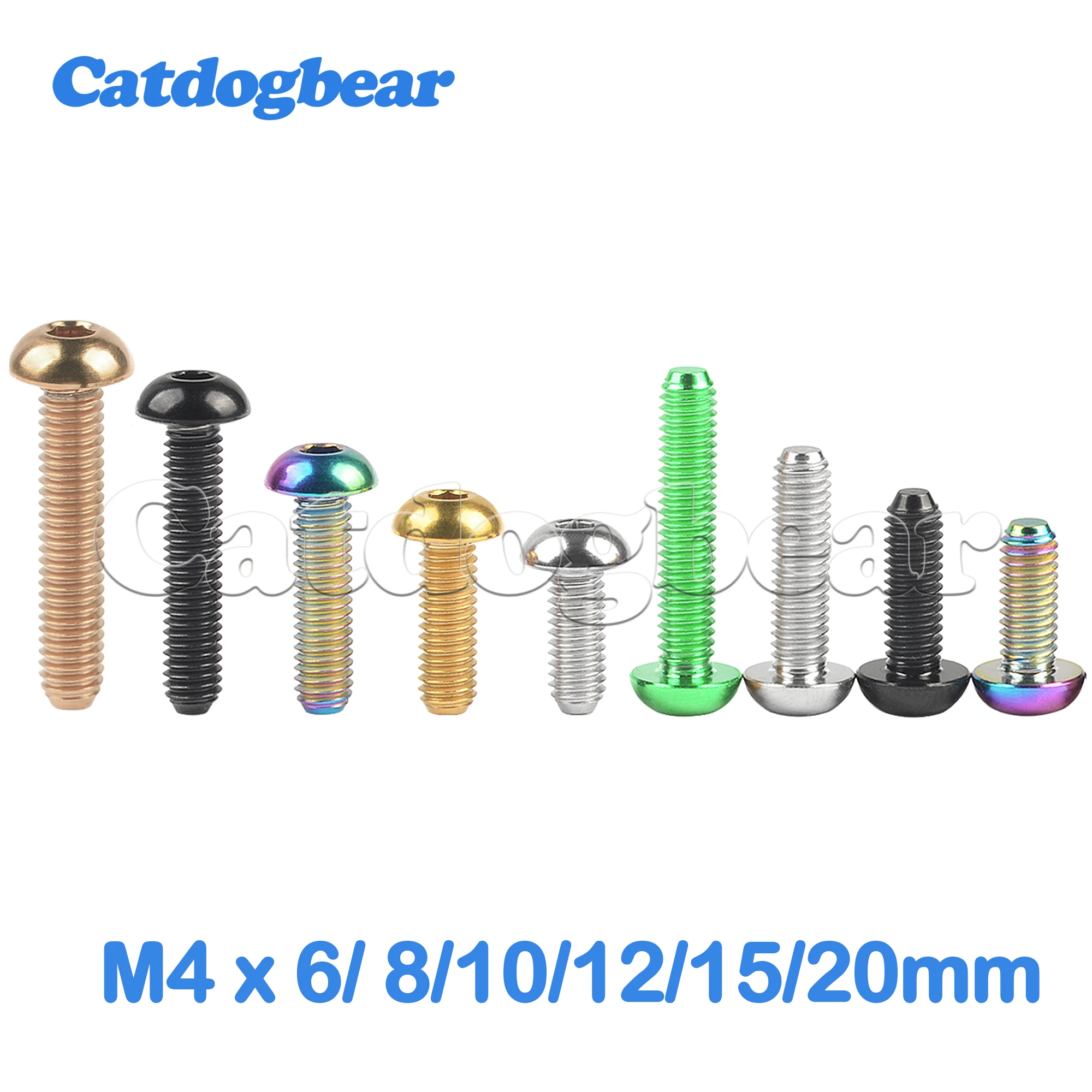 

Catdogbear Titanium Ti Bolts M4 x 6 8 10 12 15 20mm Inner Hexagon Half Round Head Screw for Bike Bicycle Fasteners